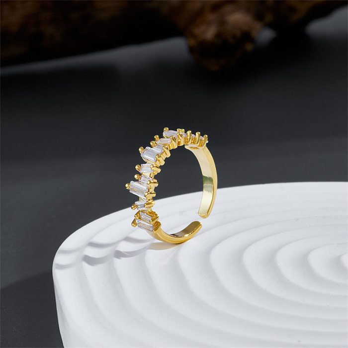 Fashion Jewelry Micro-set Zircon Wave-shaped Opening Adjustable Ring Female Copper