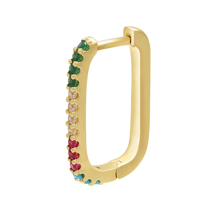 Wholesale Simple Micro-inlaid Colored Diamonds Rectangular Earrings jewelry