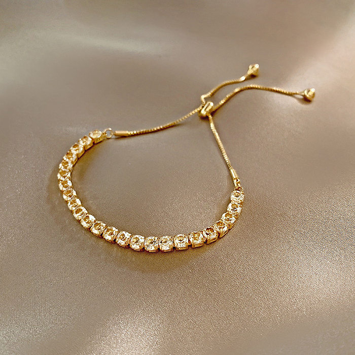 Fashion Heart Shape Copper Beaded Zircon Bracelets 1 Piece