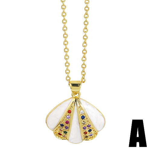 1 Stück Mode Pentagramm Einhorn Kupfer Emaille Überzug Inlay Zirkon Anhänger Halskette