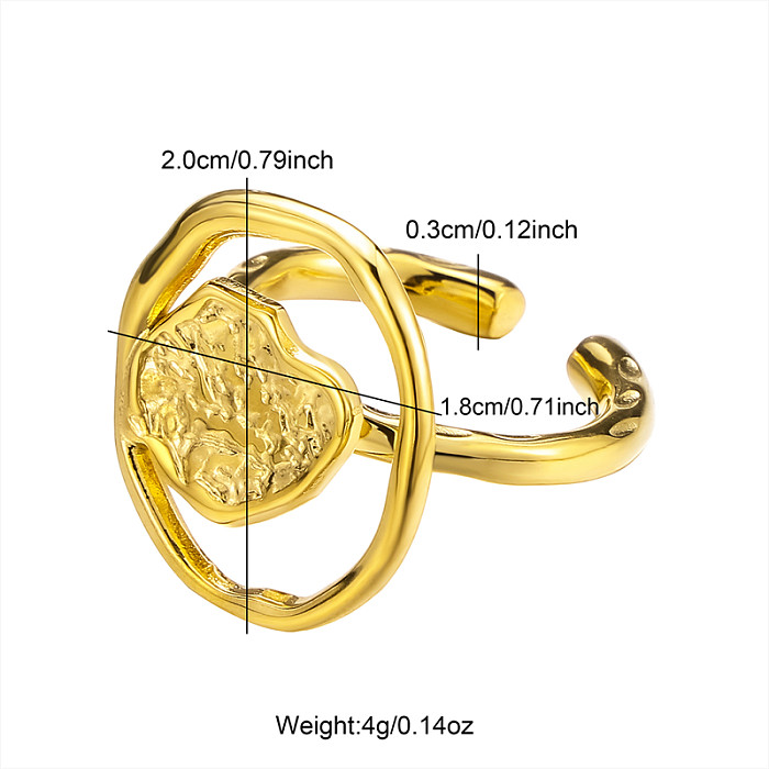 Retro Classic Style Round Solid Color Stainless Steel Open Rings