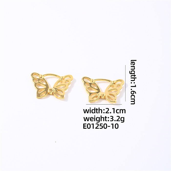 1 Pair Sweet Simple Style Butterfly Plating Hollow Out Copper White Gold Plated Gold Plated Earrings