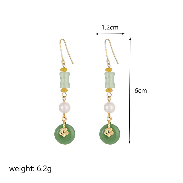 1 Pair Chinoiserie Fairy Style Classical Flower Plating Copper 18K Gold Plated Drop Earrings