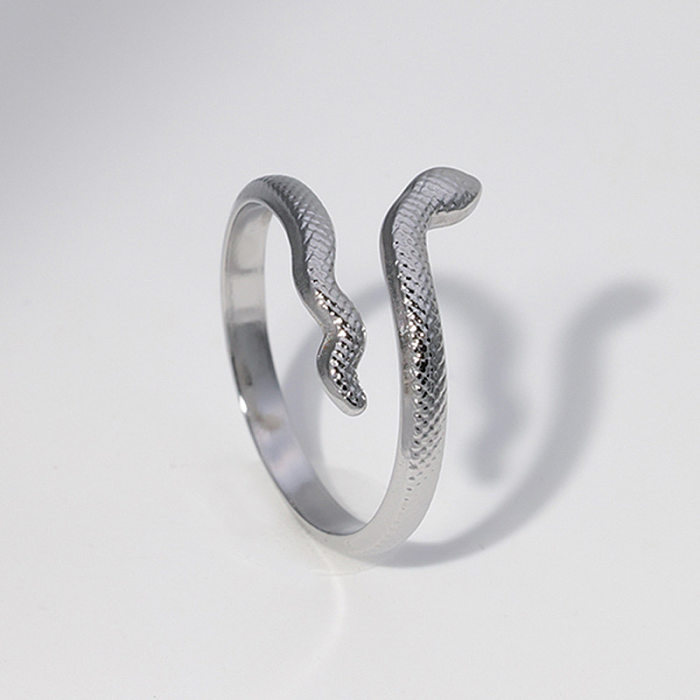 Anéis abertos assimétricos de aço inoxidável estilo cobra estilo simples