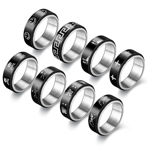 New Anti-anxiety Decompression Titanium Steel Double-layer Rotating Ring Wholesale