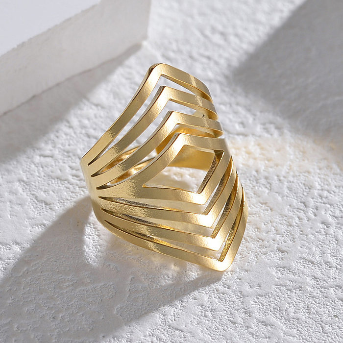Simple Style Classic Style Stripe Stainless Steel Plating 14K Gold Plated Open Rings