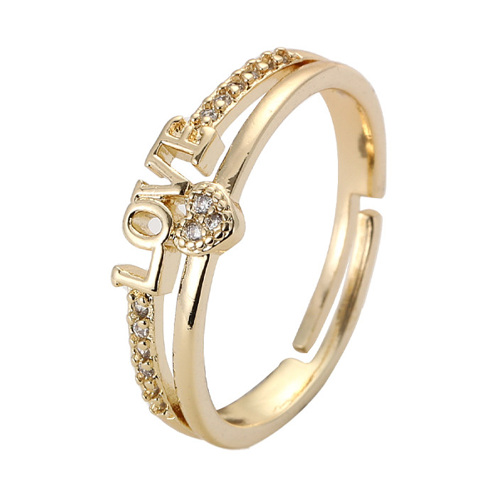 Elegante Damen-Ringe in Herzform mit Kupfereinlage und Zirkon