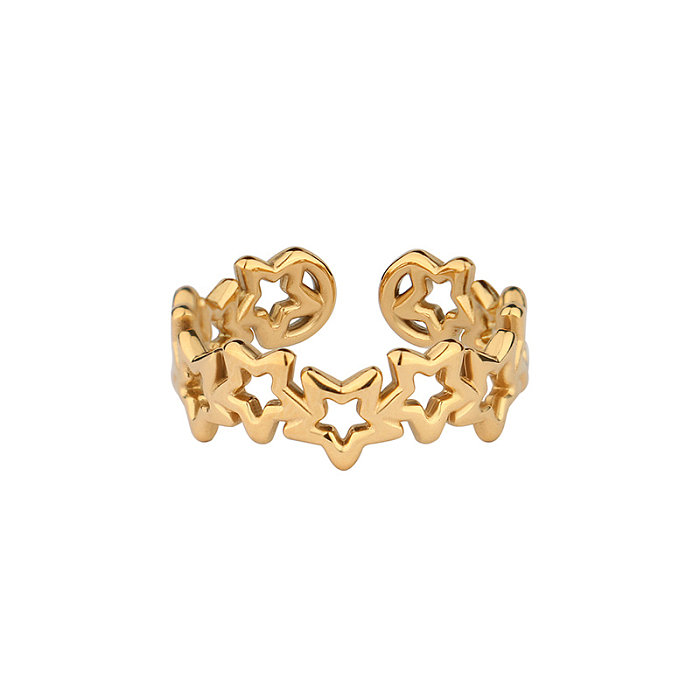 Lässiger, schlichter Stil, klassischer Stil, Blatt-Hundestern-Halskette aus Edelstahl, Titanstahl, vergoldete Ringe