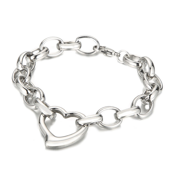 Mode coeur forme titane acier placage évider Bracelets boucles d'oreilles collier