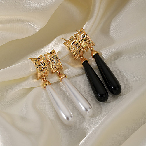 1 Pair Simple Style Solid Color Plating Copper 18K Gold Plated Drop Earrings