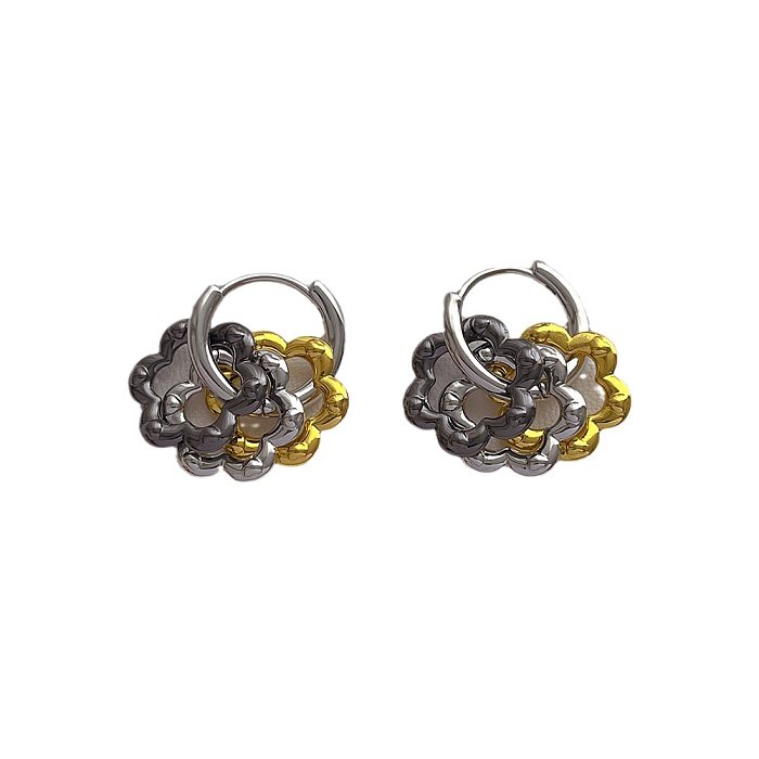1 paire de boucles d'oreilles en cuivre plaqué or, Style Simple, placage irrégulier géométrique