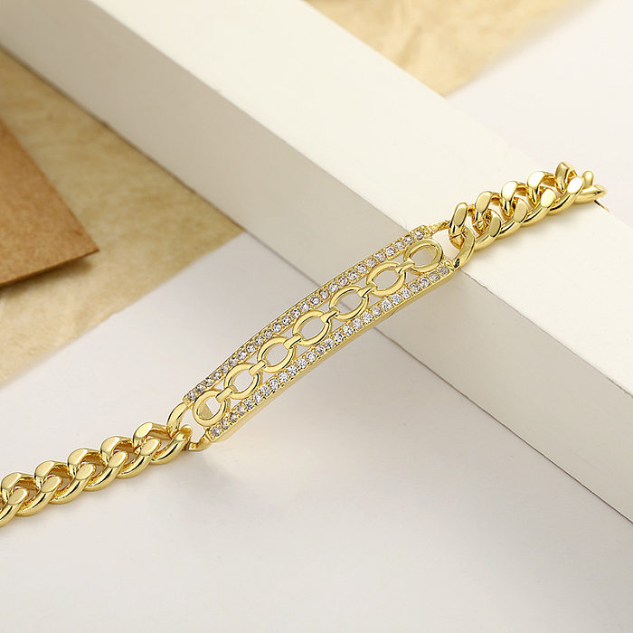 Bracelets luxueux de strass incrustés de cuivre de couleur unie