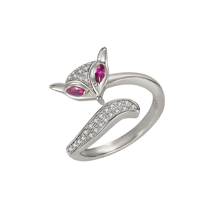 Koreanischer Rose-Rot-Zirkon-Fuchs-Ring, leichter Luxus-Zeigefingerring, Modeschmuck