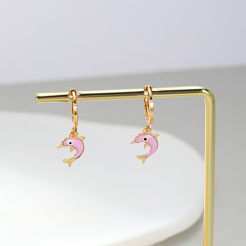 1 Pair Casual Cute Simple Style Devil'S Eye Palm Dolphin Plating Inlay Plastic Copper Copper Alloy Zircon 18K Gold Plated Drop Earrings
