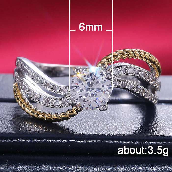 Classic Style Geometric Copper Inlay Artificial Gemstones Rings