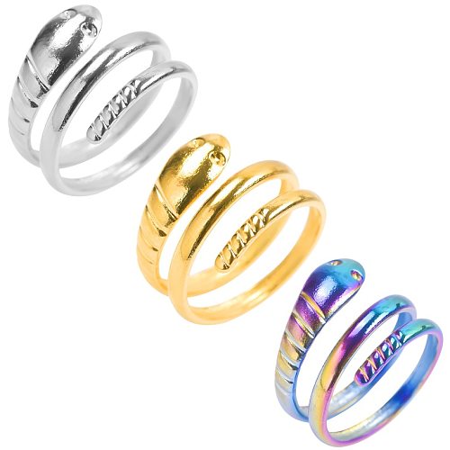 Wholesale 1 Piece Simple Style Snake Titanium Steel Gold Plated Rings