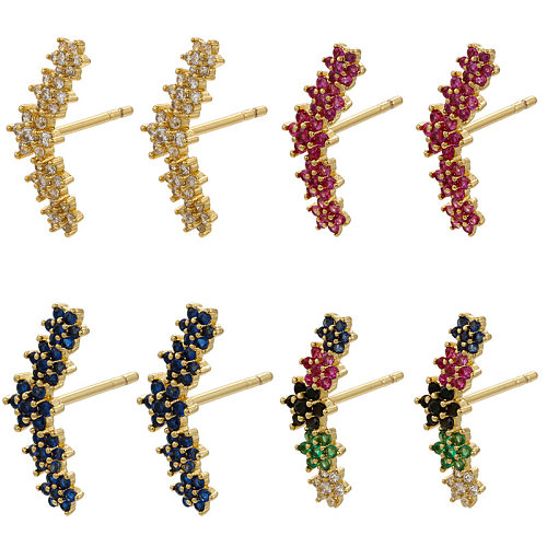Mode blumenförmige farbige Zirkon Fünf-Blumen-Kupfer-Ohrringe Großhandel