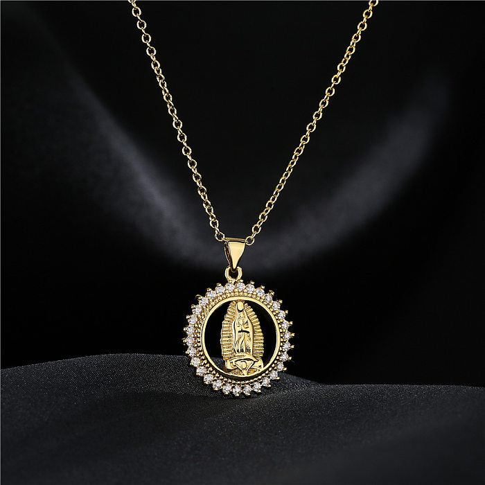 Classic Design Copper Micro-inlaid Zircon Religious Jewelry New Virgin Mary Necklace