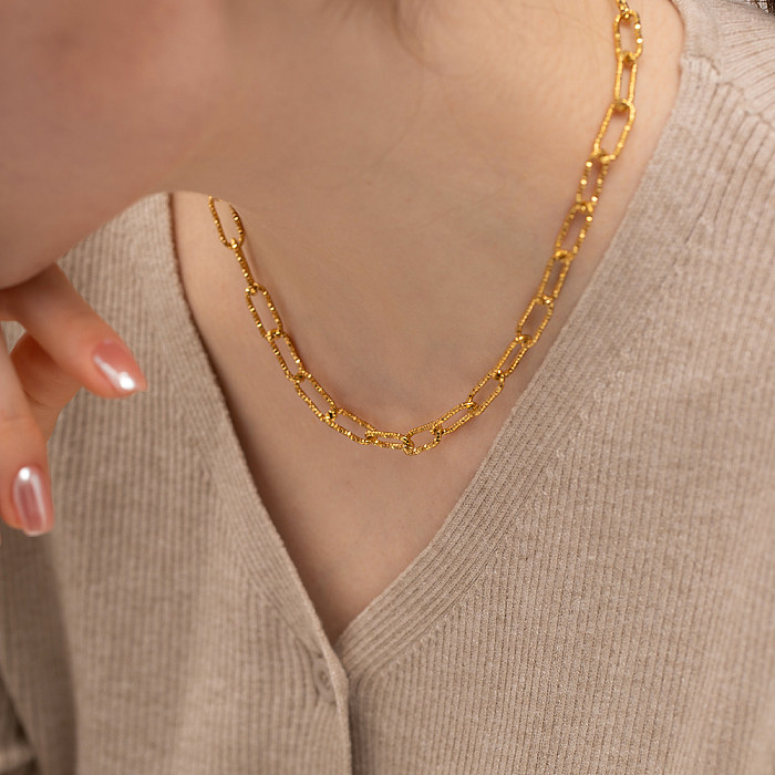 Collar de pulseras chapado en oro de 18 quilates con revestimiento de acero inoxidable de color sólido de estilo simple