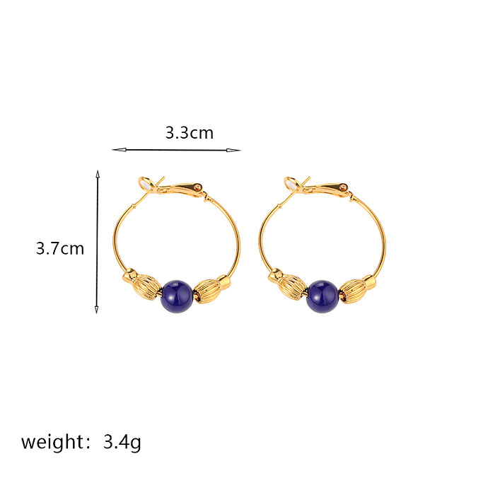1 Pair Commute Round Plating Inlay Freshwater Pearl Copper Agate 18K Gold Plated Drop Earrings Earrings