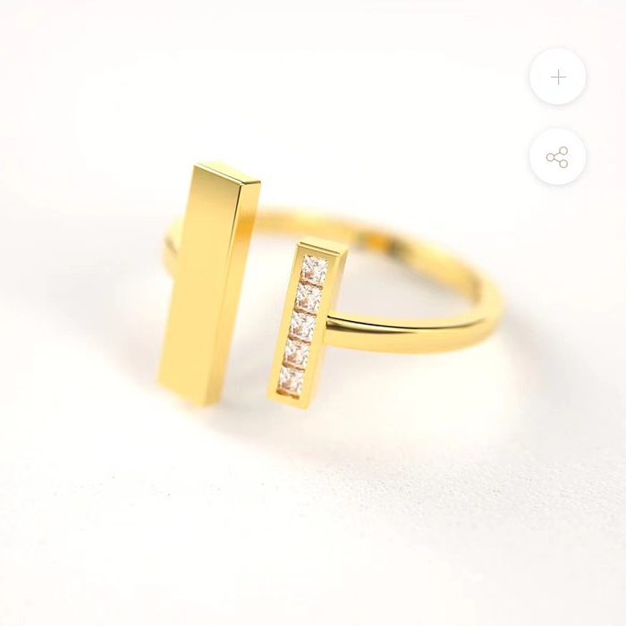 Fashion Geometric Copper Inlay Zircon Open Ring