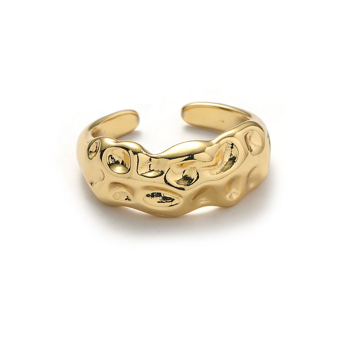 Fashion Irregular Solid Color Copper Plating 18K Gold Plated Open Ring