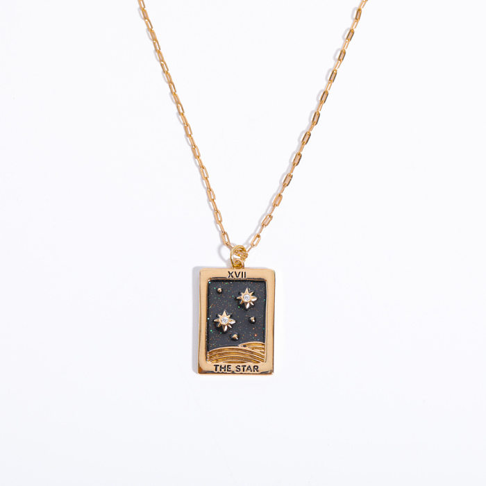 Style féerique Streetwear étoile lune cuivre plaqué or Zircon pendentif collier en vrac