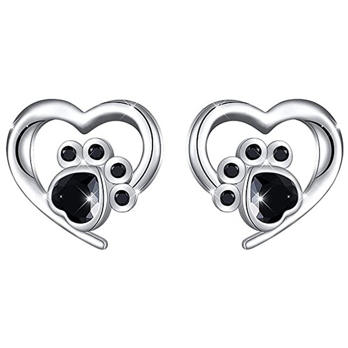 1 par de brincos de orelha de cobre em formato de coração estilo desenho animado