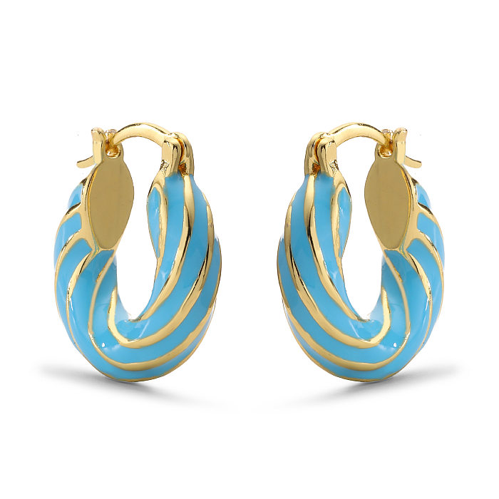1 Pair Simple Style Color Block Enamel Copper Earrings