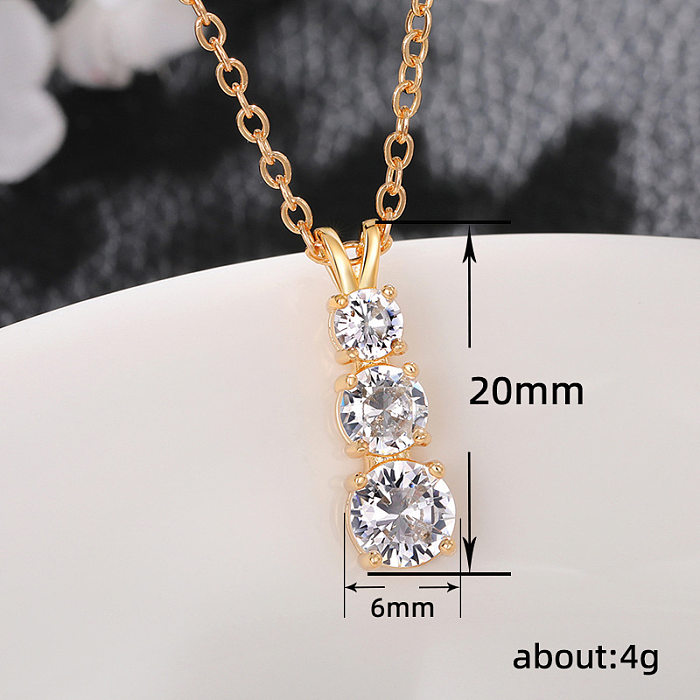 Simple Style Geometric Copper Zircon Pendant Necklace In Bulk