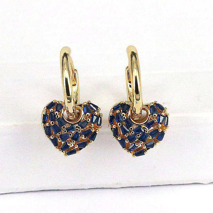 Fashion Heart Shape Copper Gold Plated Drop Earrings 1 Pair