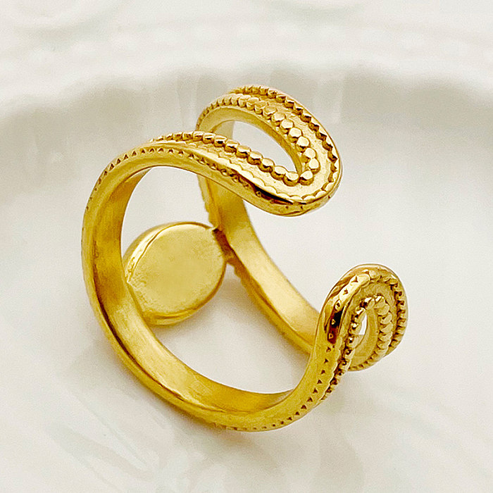 Anéis banhados a ouro de aço inoxidável oval do zircão do embutimento do chapeamento do estilo simples