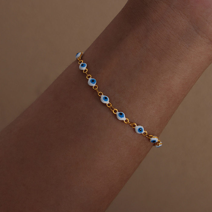 Simple Style Devil'S Eye Titanium Steel Patchwork Bracelets Necklace
