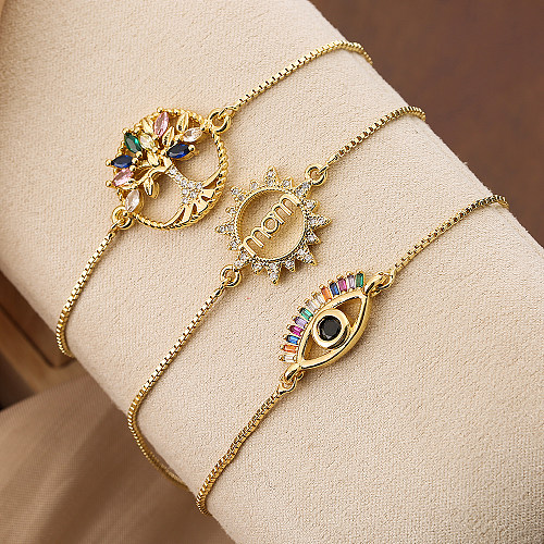 Bracelets plaqués or 18 carats avec incrustation de cuivre et lettre de trajet de style simple MAMA