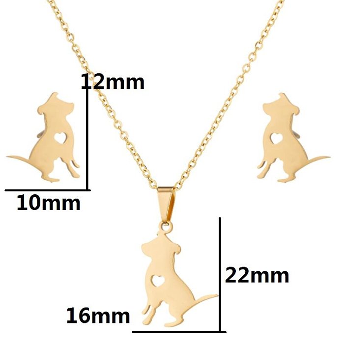 Fashion Animal Stainless Steel Titanium Steel Plating Earrings Necklace 1 Set