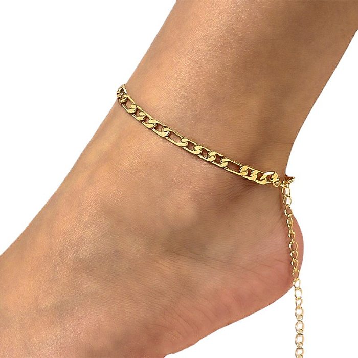 Simple Style Solid Color Stainless Steel Plating Bracelets Anklet Necklace