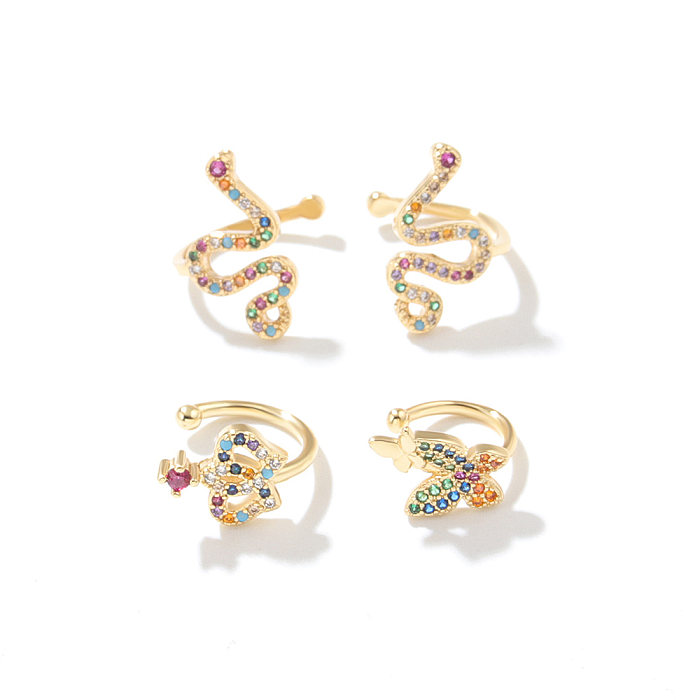 Fashion Crown Snake Butterfly Copper Plating Zircon Ear Clips 1 Piece