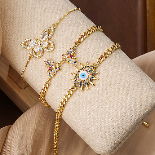 Bracelets plaqués or 18 carats avec incrustation de cuivre papillon œil du diable pour trajet de style simple