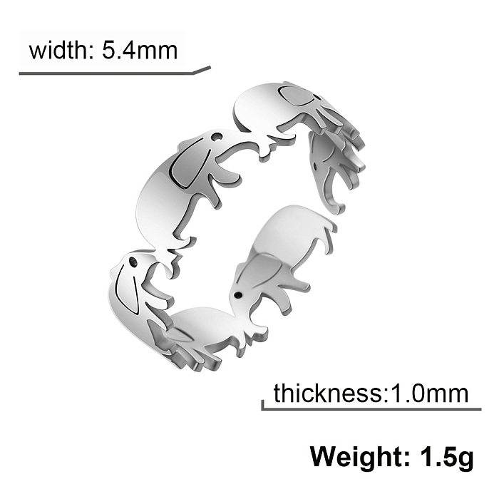 Offener Ring aus Edelstahl mit niedlichem Elefantenmotiv im IG-Stil in Großpackung