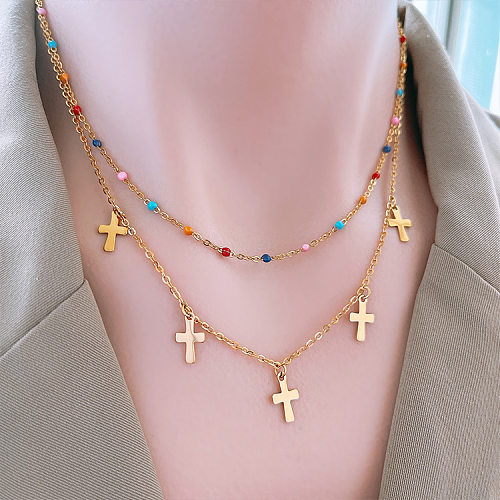 Fashion Cross Titanium Steel Plating Bracelets Necklace