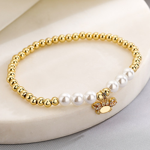 Casual Simple Style Tortoise Crab Fish Copper Pearl Plating Inlay Zircon 18K Gold Plated Bracelets