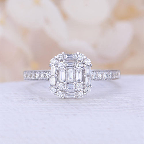 Full Diamond Micro-encrusted Zircon Copper Ring Women's Fashion Engagement Hand Jewelry