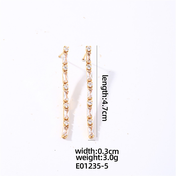 1 Pair Casual Sweet Shiny Round Square Tassel Plating Inlay Copper Zircon White Gold Plated Gold Plated Drop Earrings