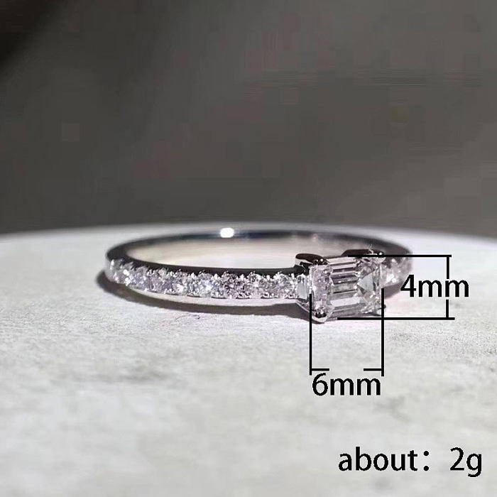 Simple Style Geometric Copper Inlay Zircon Rings