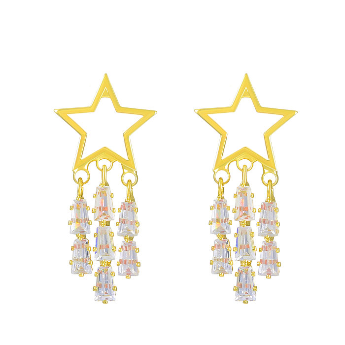Mode Animal étoile fleur alliage cuivre placage perles artificielles Zircon boucles d'oreilles clous d'oreille 1 paire
