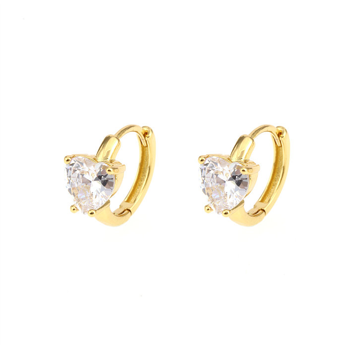 1 Pair Elegant Luxurious Pentagram Square Heart Shape Plating Inlay Copper Zircon 18K Gold Plated Earrings