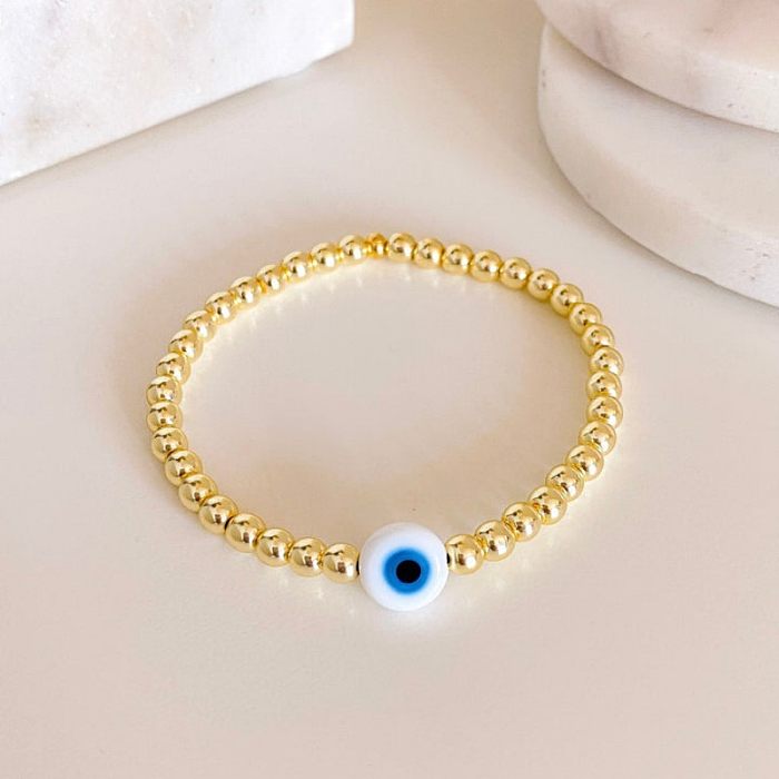1 pièce de bracelets en perles de cuivre et de verre pour les yeux à la mode