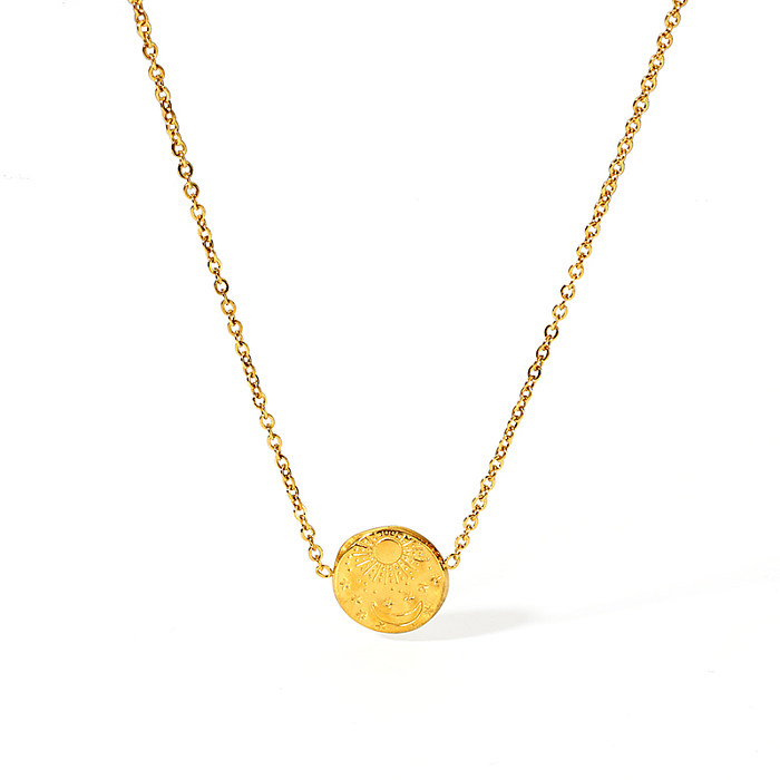 Conjunto de joias banhadas a ouro 18K havaiano streetwear Sun Star Moon em aço inoxidável