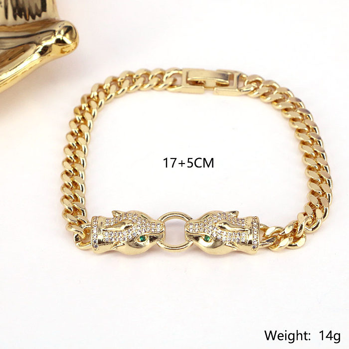 Bracelets en cuivre pour animaux de mode Bracelets en cuivre plaqué or avec incrustation de zircon