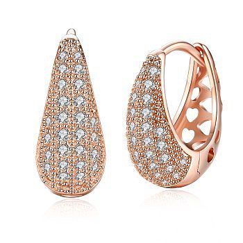 Simple Style Oval Copper Inlay Zircon Earrings 1 Pair